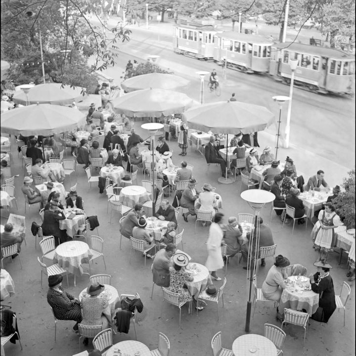 Café in front of the Convention Center, 1939