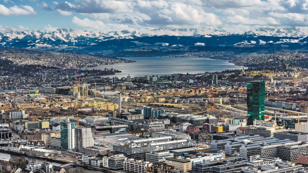 View of Zurich and Lake Zurich